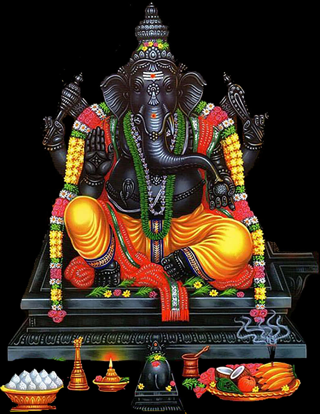 Colorful Lord Ganesha Artwork PNG Image