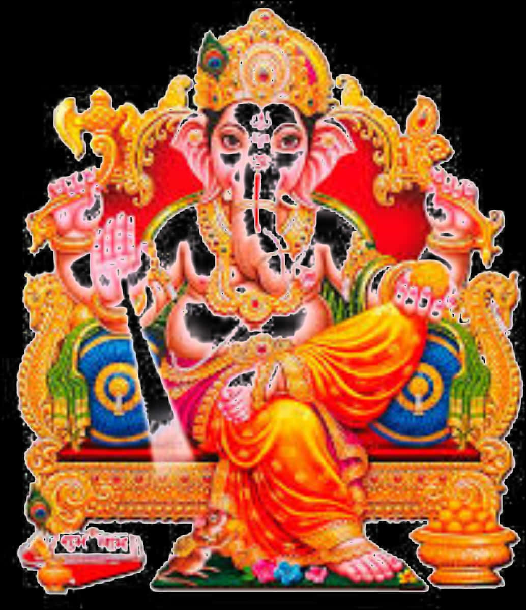 Colorful Lord Ganesha Illustration PNG Image