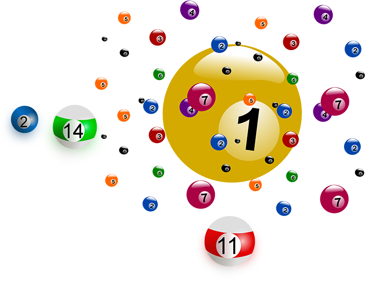 Colorful Lottery Balls Floating PNG Image