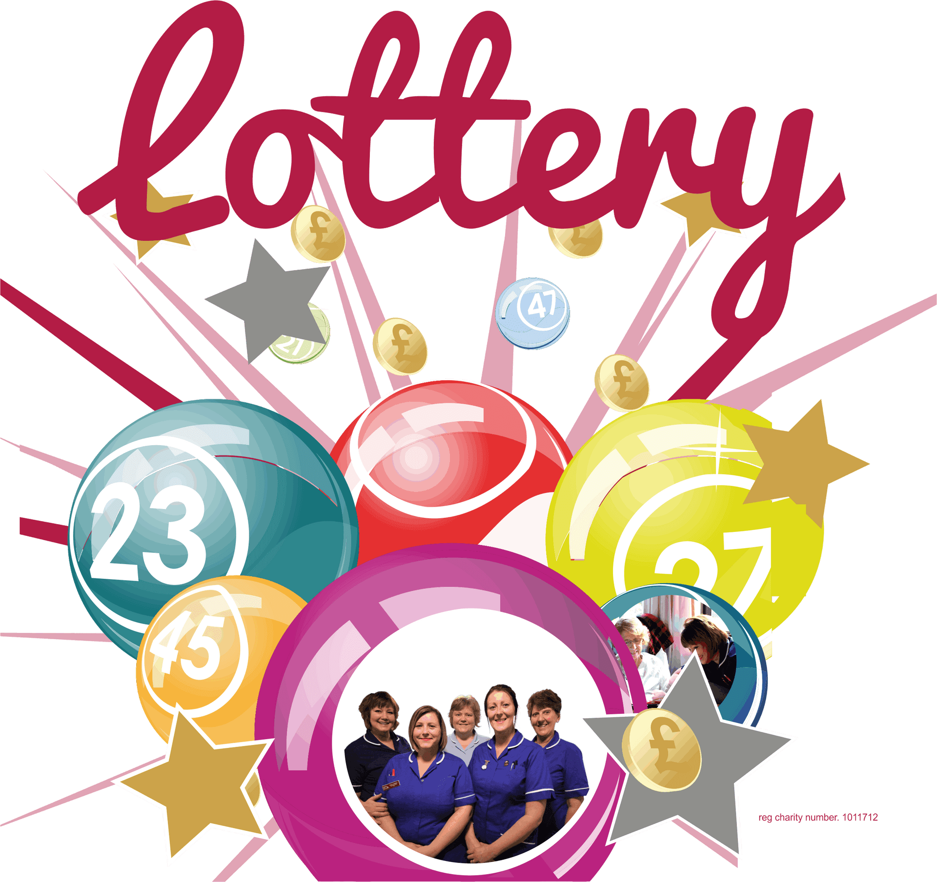 Colorful Lottery Graphicwith Peopleand Numbers PNG Image