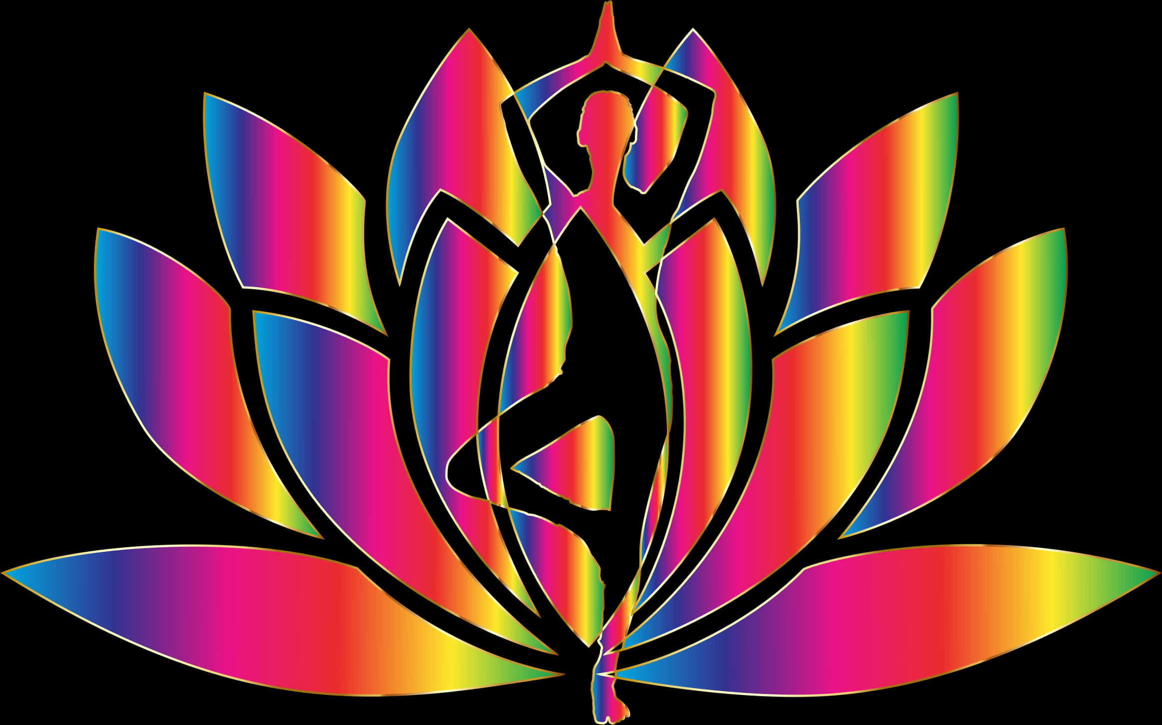 Colorful Lotus Yoga Pose Illustration PNG Image