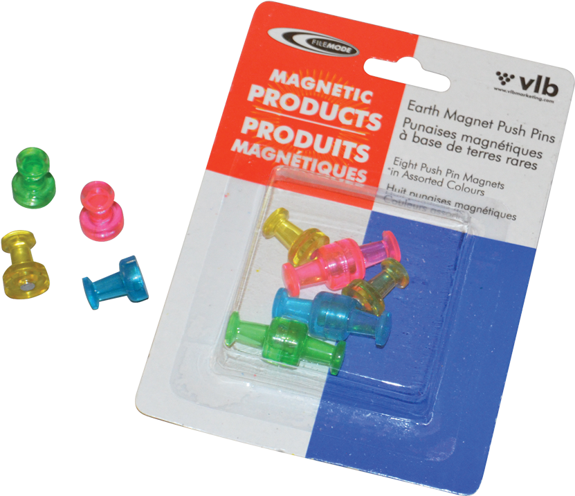 Colorful Magnetic Push Pins Packaging PNG Image