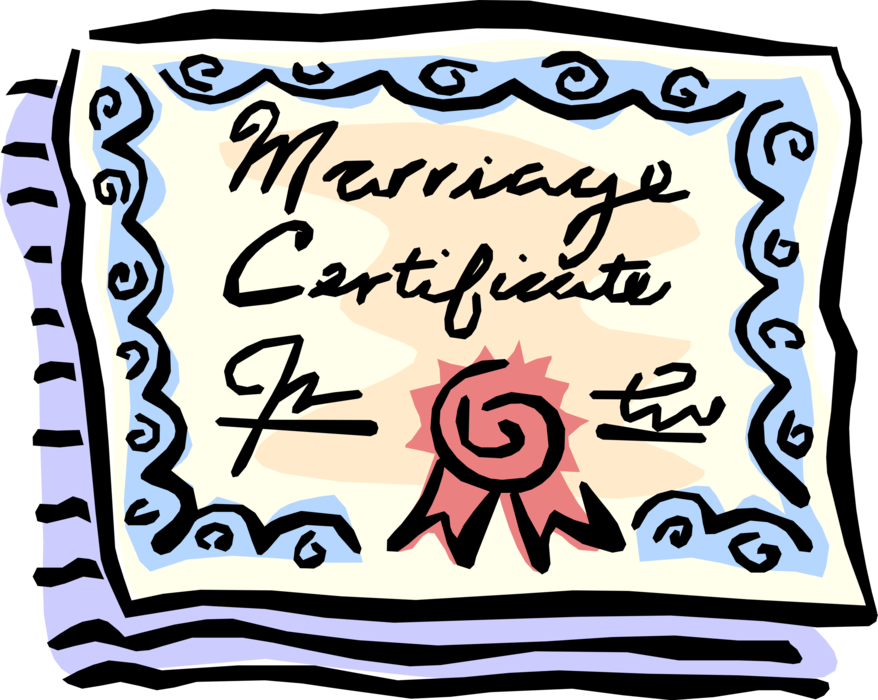 Colorful Marriage Certificate Clipart PNG Image