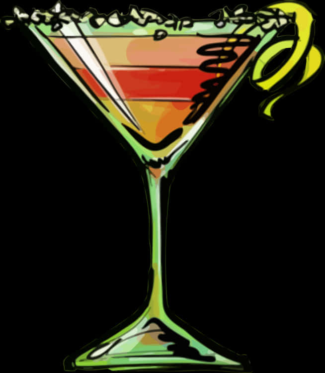 Colorful Martini Glass Art PNG Image