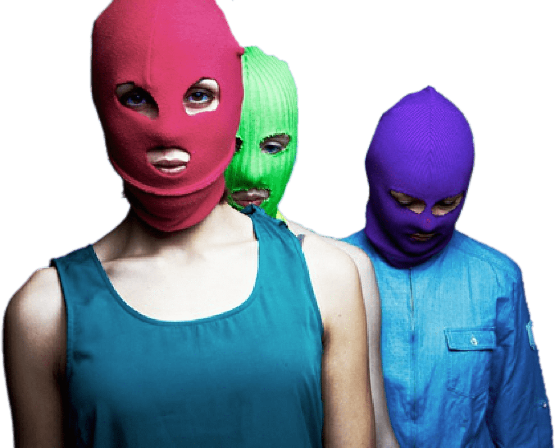 Colorful_ Masked_ Trio_ Protesters.jpg PNG Image