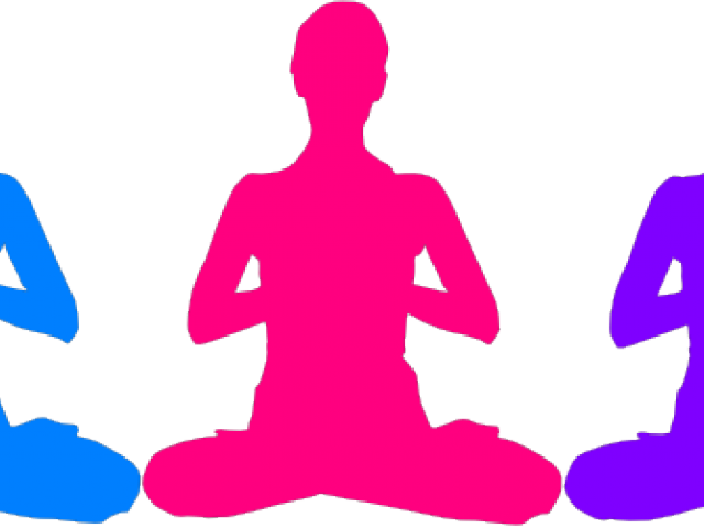 Colorful Meditation Silhouettes PNG Image