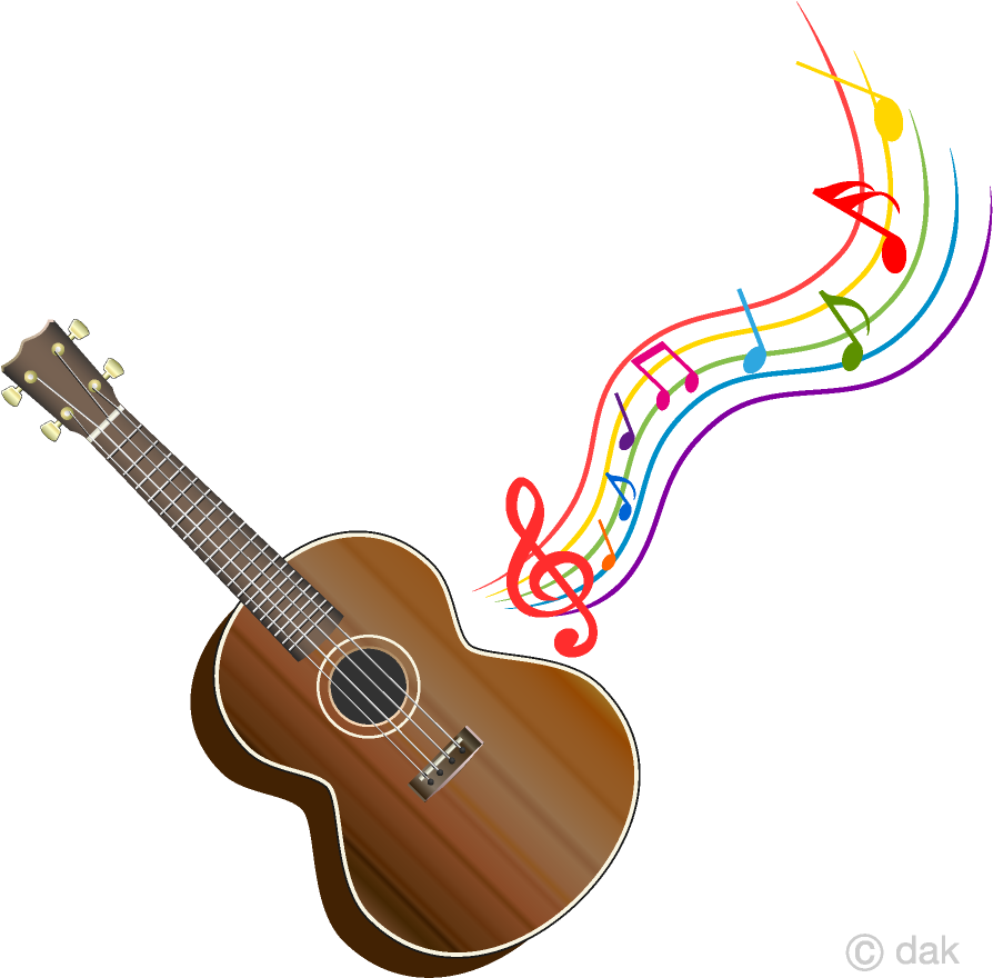 Colorful Melody Guitarand Notes PNG Image