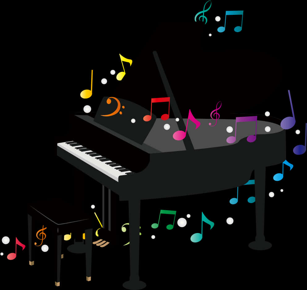 Colorful Melody Piano Illustration PNG Image