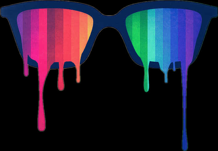 Colorful Melted Sunglasses Artwork PNG Image