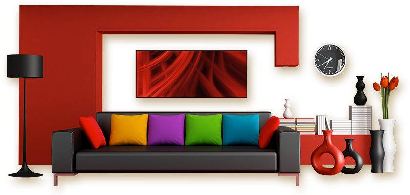 Colorful Modern Living Room Decor PNG Image