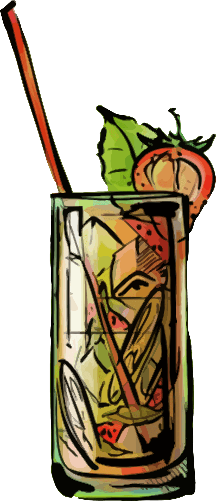 Colorful Mojito Cocktail Illustration PNG Image