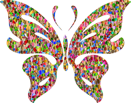 Colorful Mosaic Butterfly PNG Image