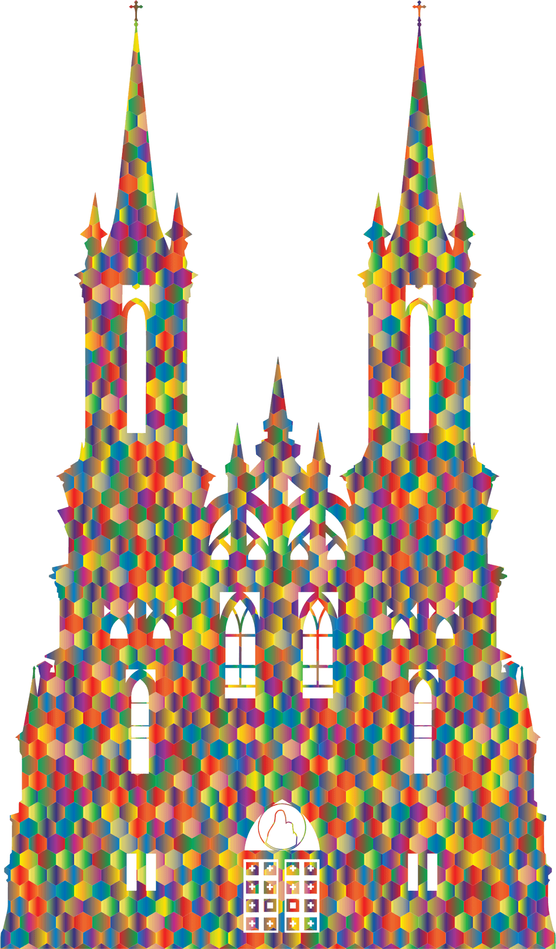 Colorful Mosaic Castle Silhouette.png PNG Image