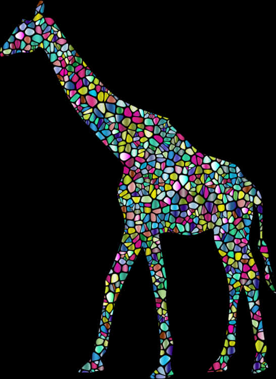 Colorful Mosaic Giraffe Artwork PNG Image