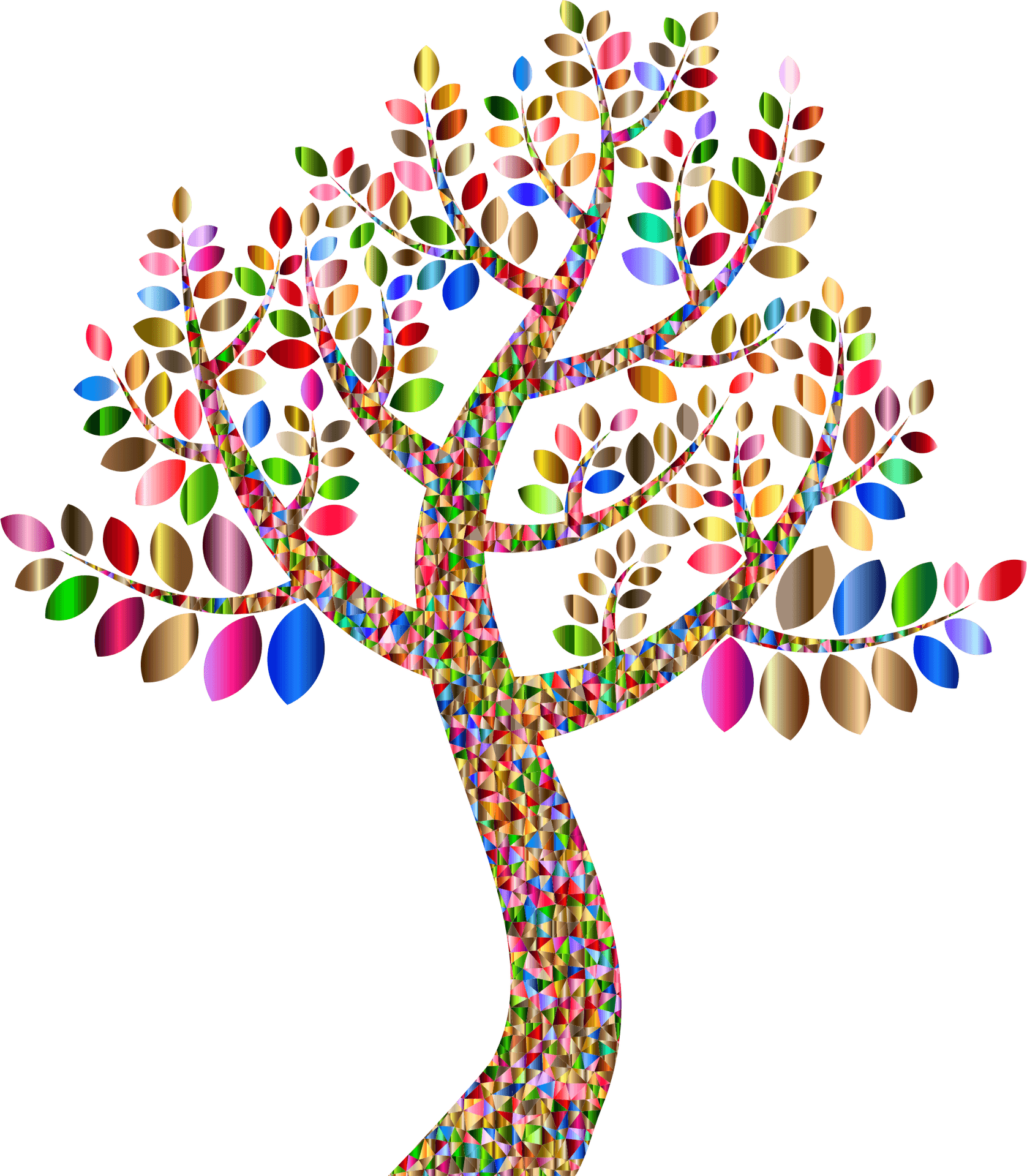 Colorful Mosaic Tree Artwork PNG Image