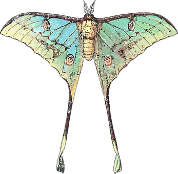 Colorful Moth Spread Wings PNG Image