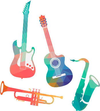 Colorful Musical Instruments Vector Illustration PNG Image