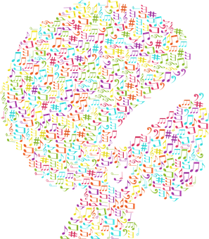 Colorful Musical Notes African Continent Silhouette PNG Image