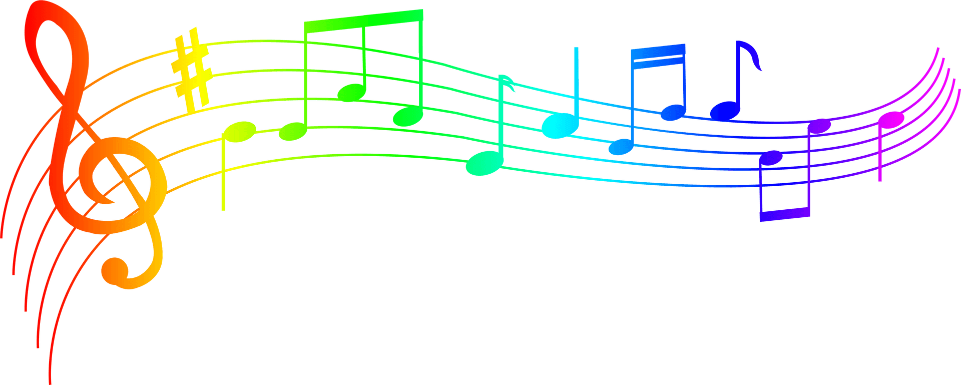 Colorful Musical Noteson Staff PNG Image