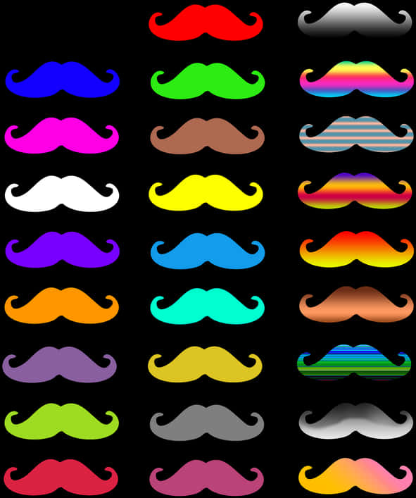 Colorful Mustache Collection PNG Image