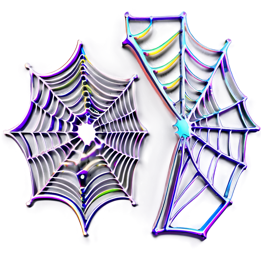 Colorful Neon Spider Web Art PNG Image