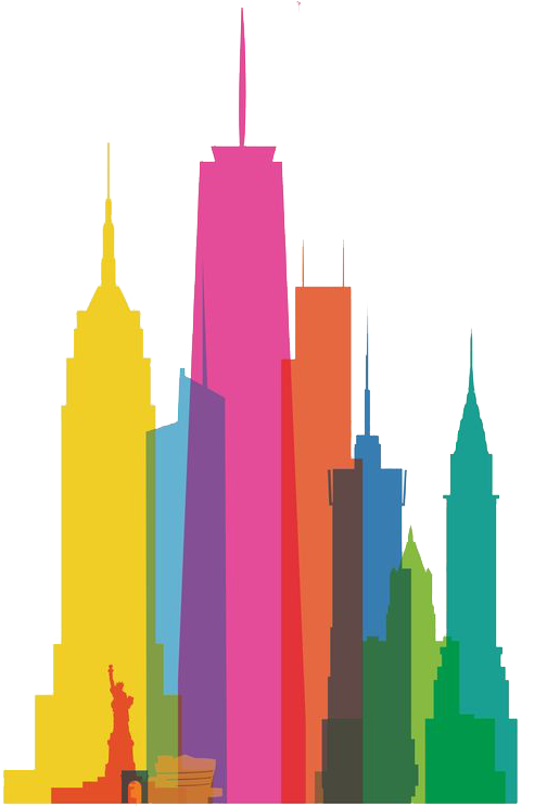 Colorful_ New_ York_ Skyline_ Silhouette PNG Image