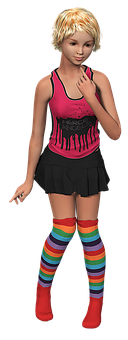 Colorful Outfit Animated Girl PNG Image