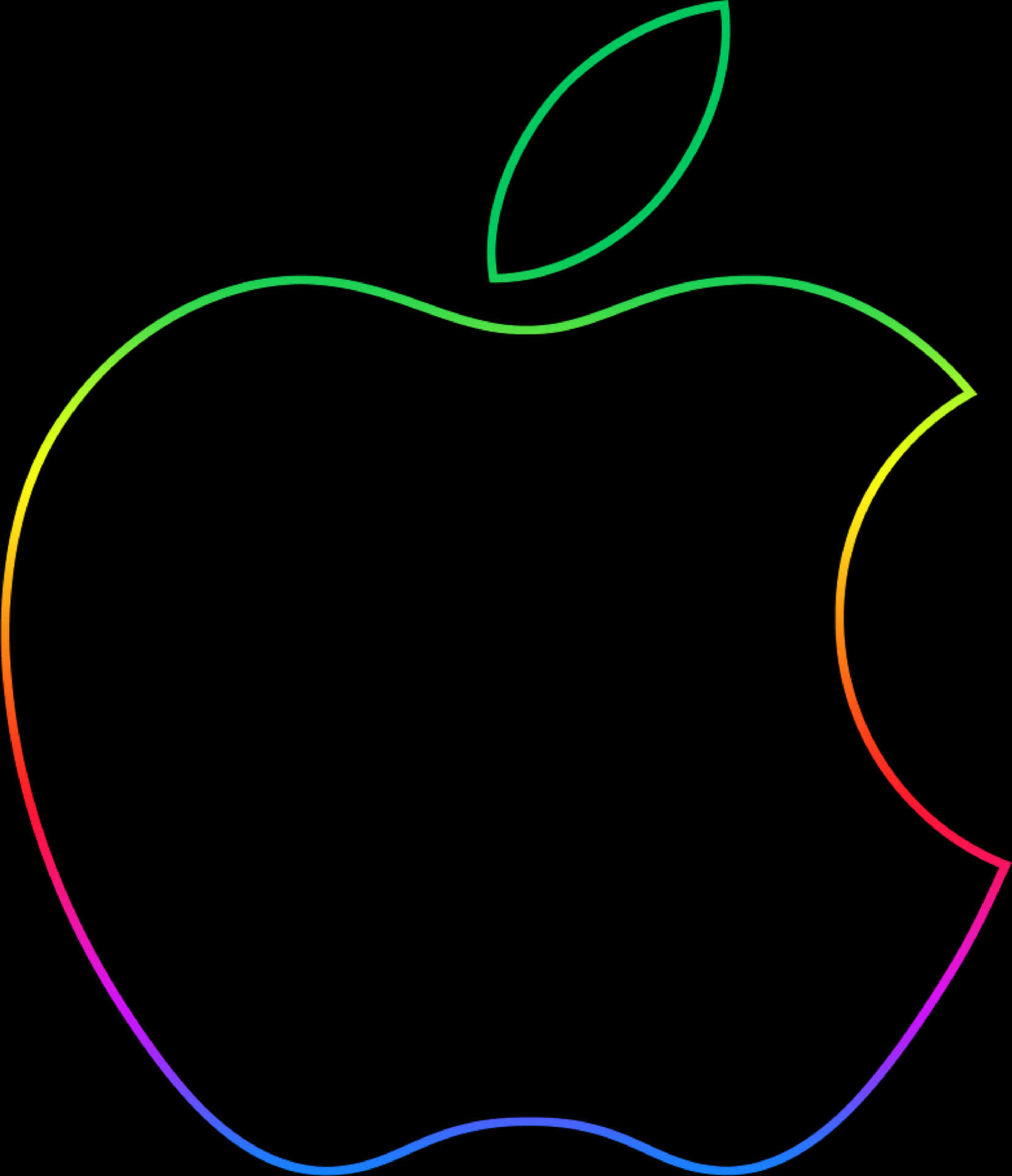 Colorful Outline Apple Logo PNG Image