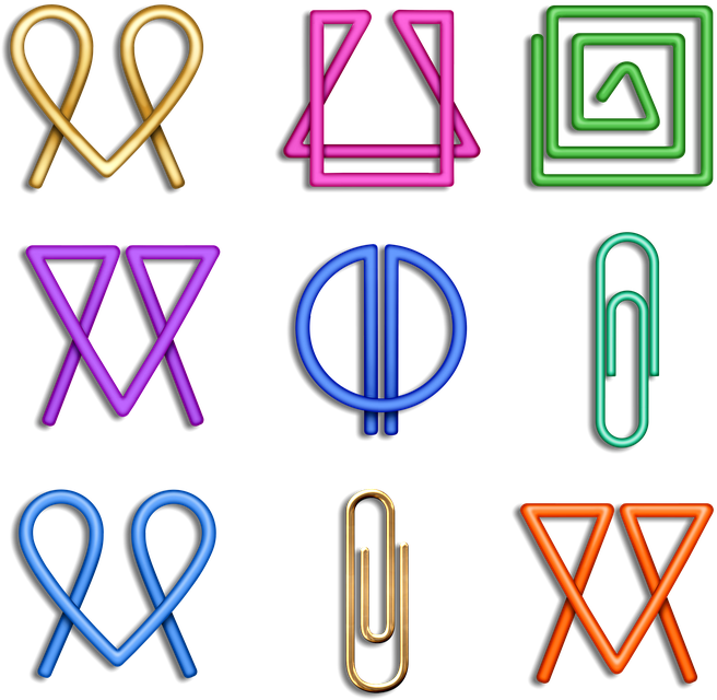 Colorful Paper Clips Variety PNG Image