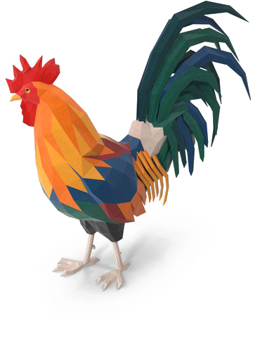 Colorful Paper Craft Rooster PNG Image