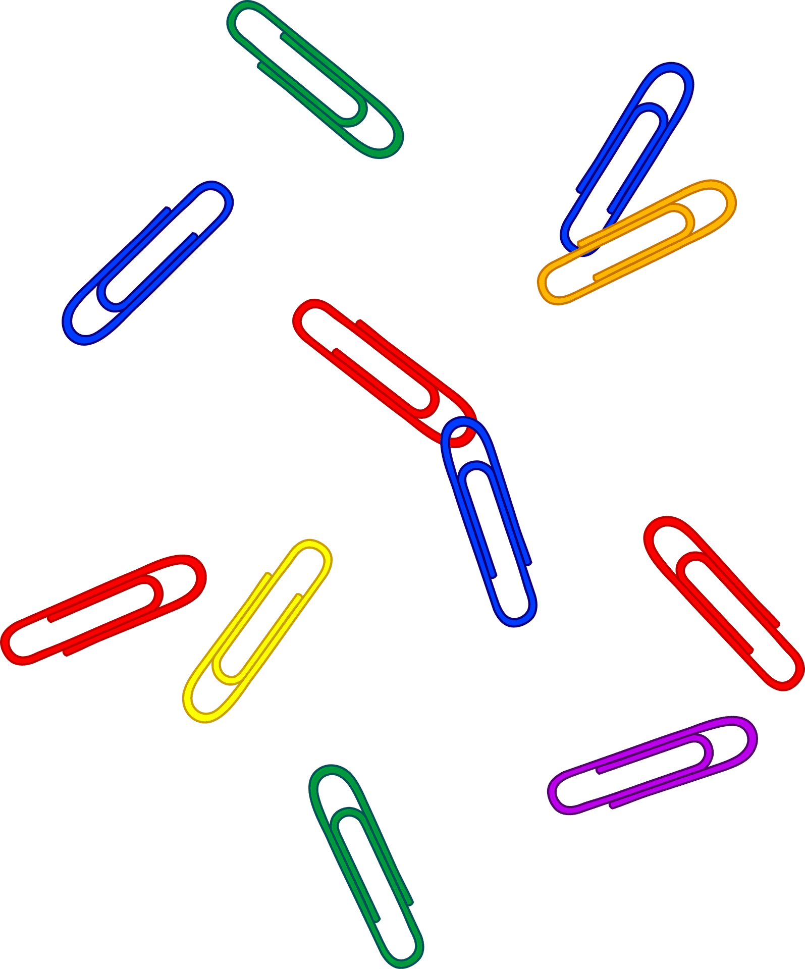 Colorful Paperclips Scattered Background PNG Image