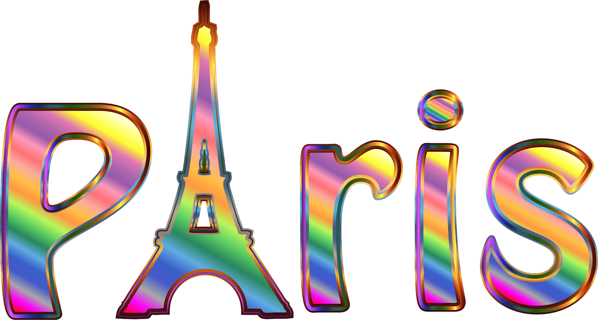 Colorful Paris Graphicwith Eiffel Tower PNG Image