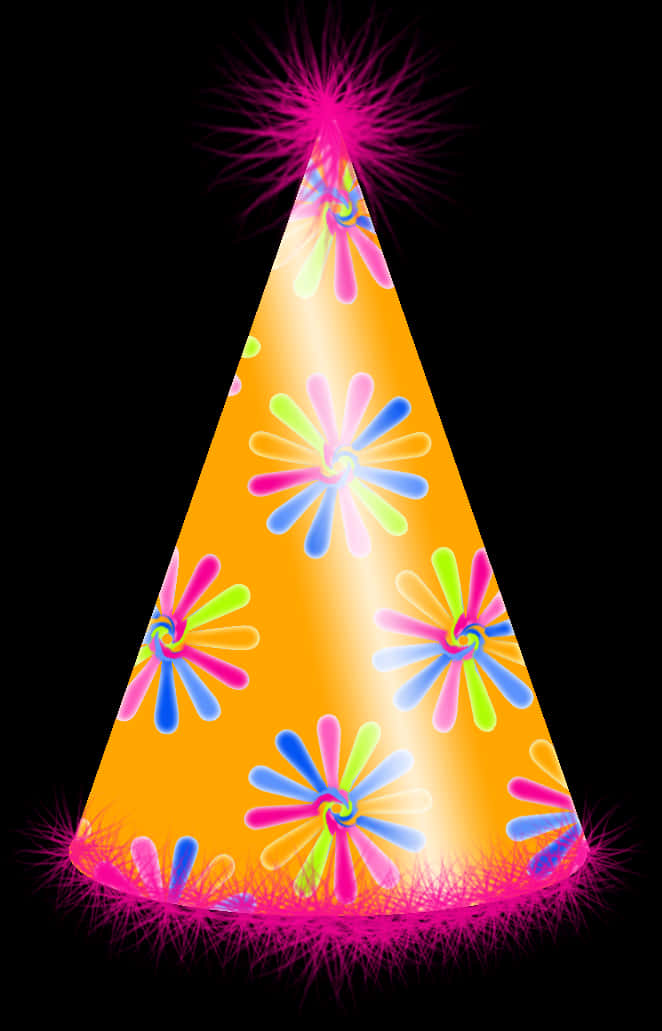 Colorful Party Hat Black Background PNG Image