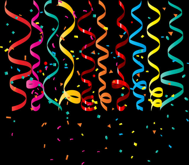 Colorful Party Streamersand Confetti PNG Image