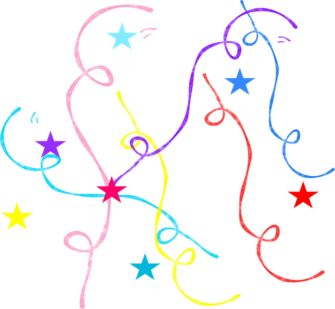 Colorful Party Streamersand Stars PNG Image