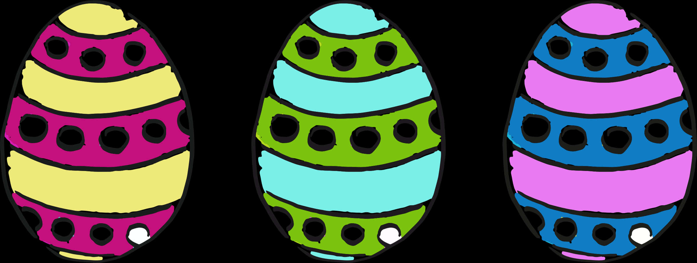 Colorful Patterned Easter Eggs PNG Image