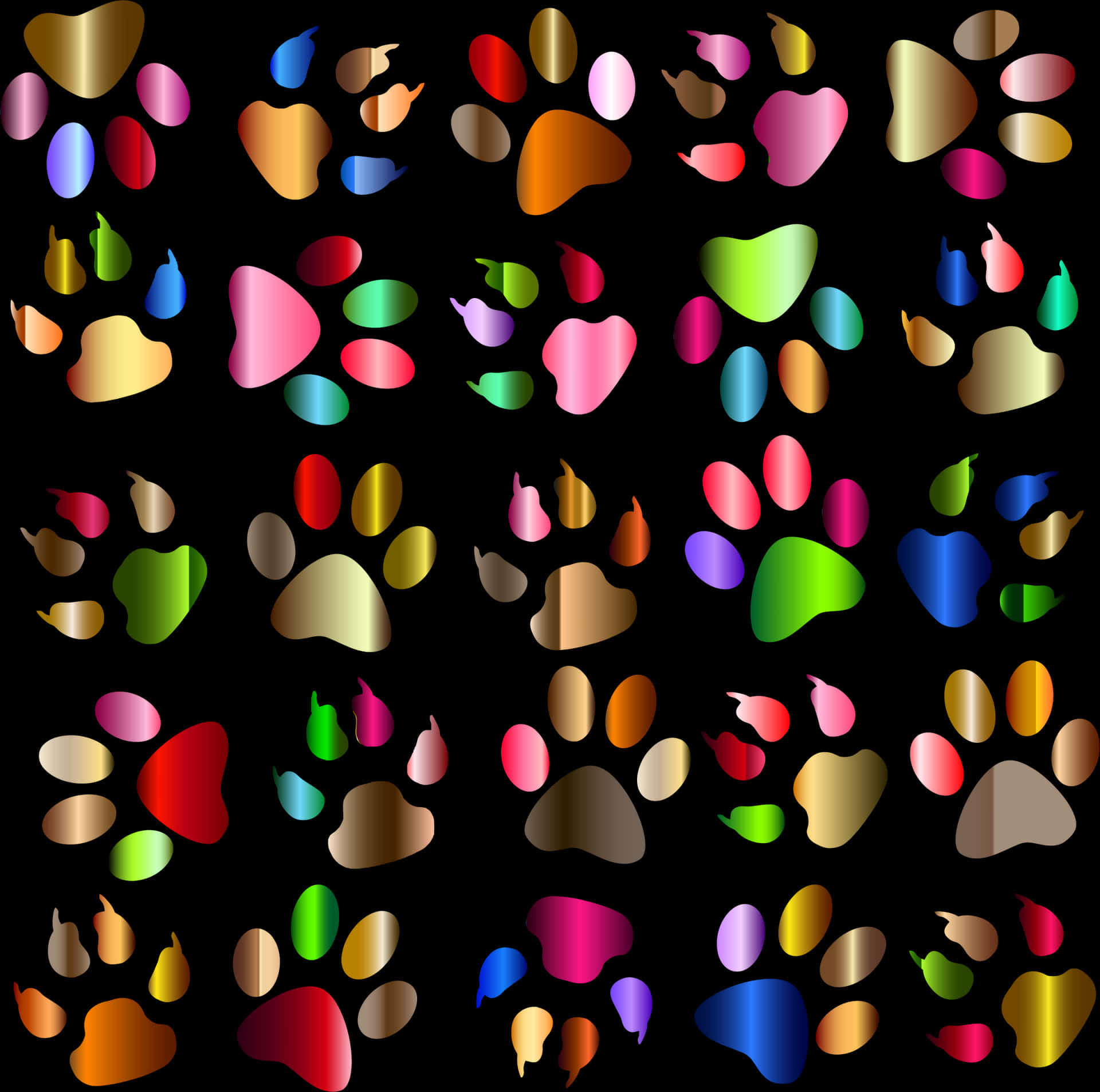 Colorful Paw Prints Pattern PNG Image