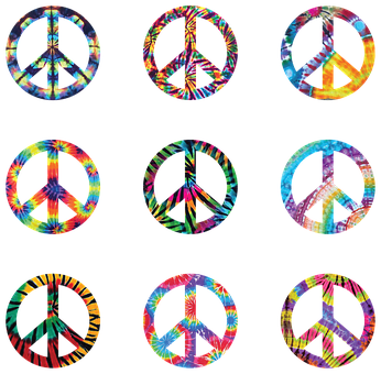 Colorful Peace Signs Collection PNG Image