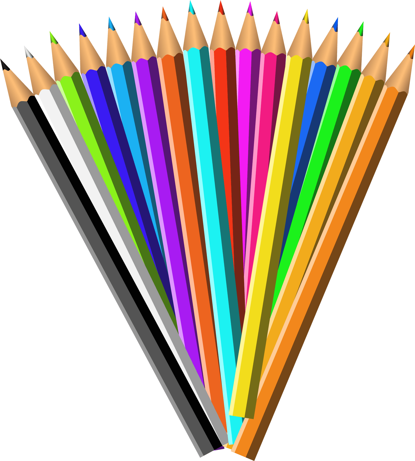 Colorful Pencil Fan Clipart PNG Image