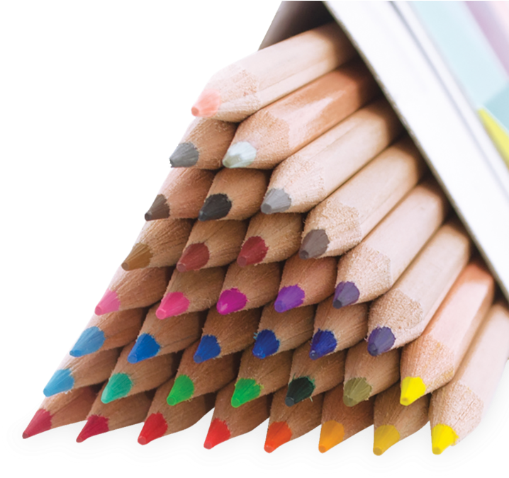 Colorful Pencil Tips Array PNG Image