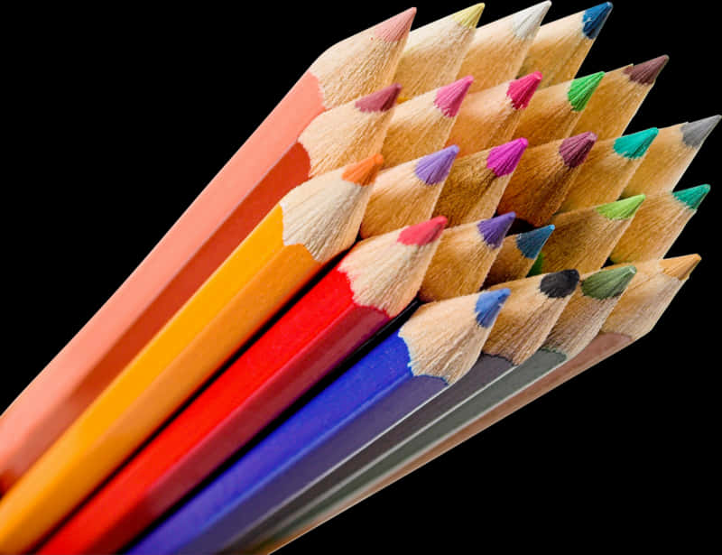 Colorful Pencils Arranged In Row PNG Image