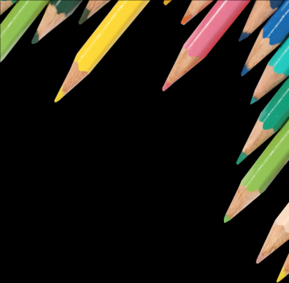 Colorful Pencils Black Background PNG Image