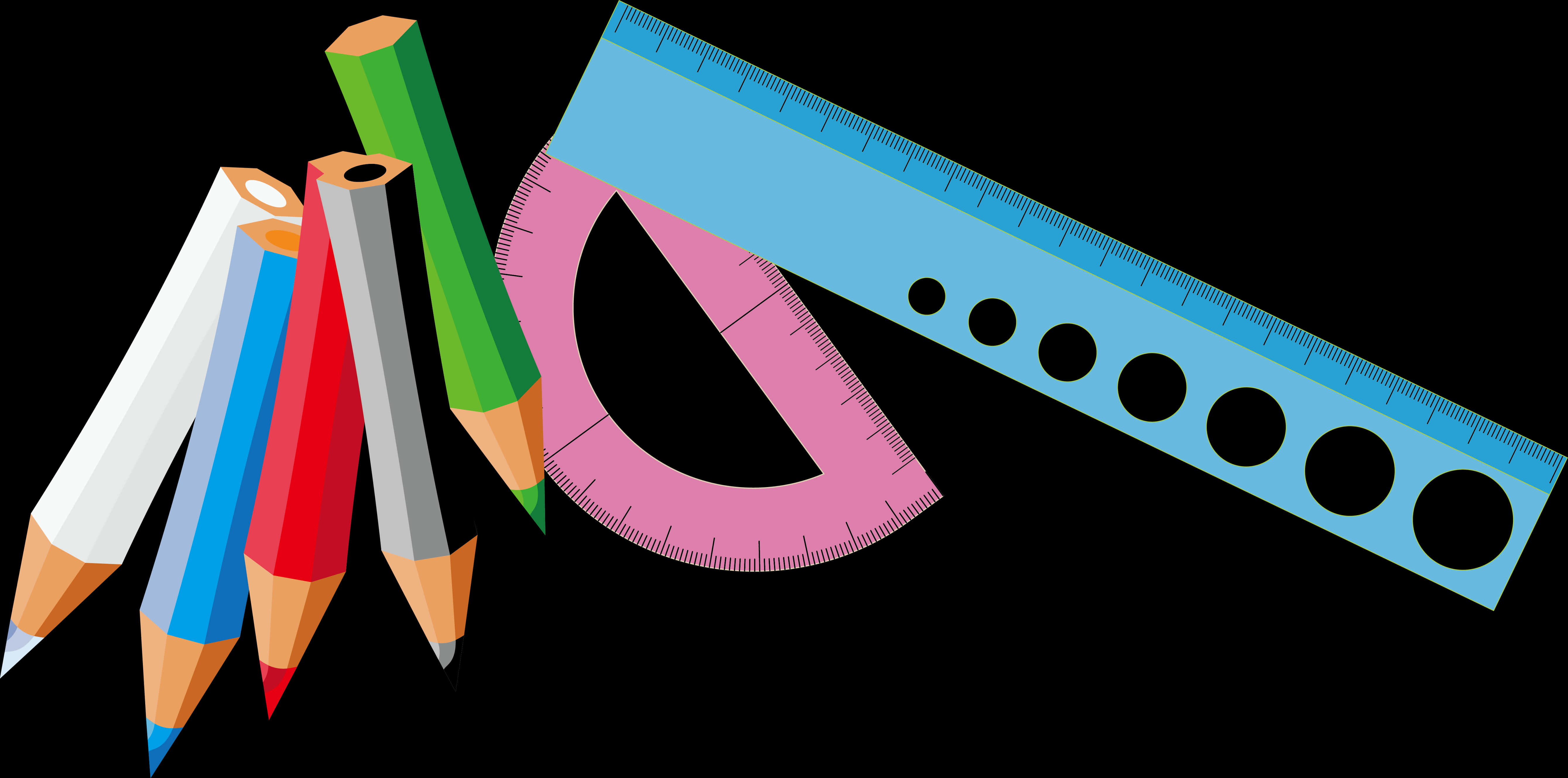 Colorful Pencilsand Rulers Graphic PNG Image