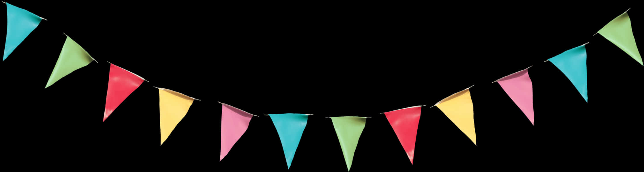 Colorful Pennant Banner Black Background PNG Image