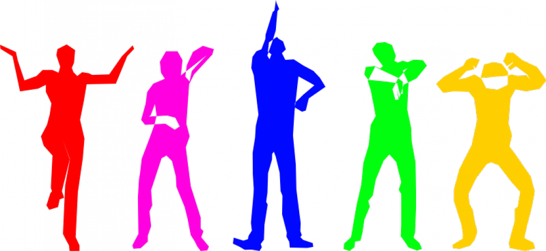 Colorful People Silhouettes Standing PNG Image