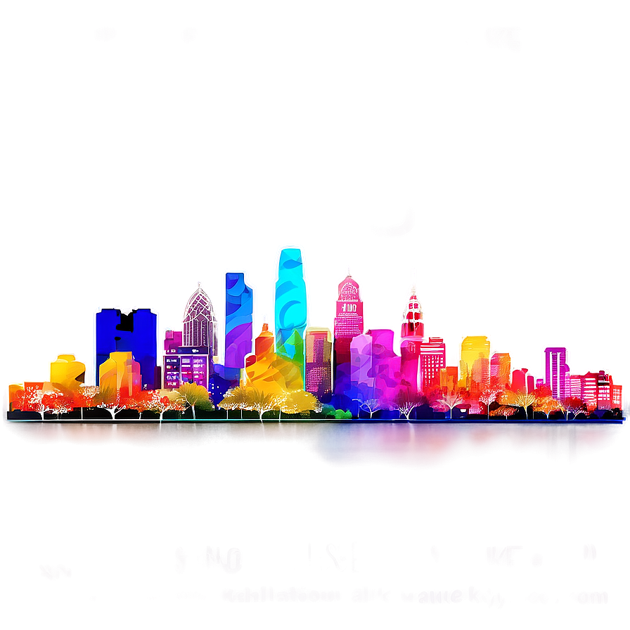 Colorful Philadelphia Skyline Artistic Render Png Ttj PNG Image