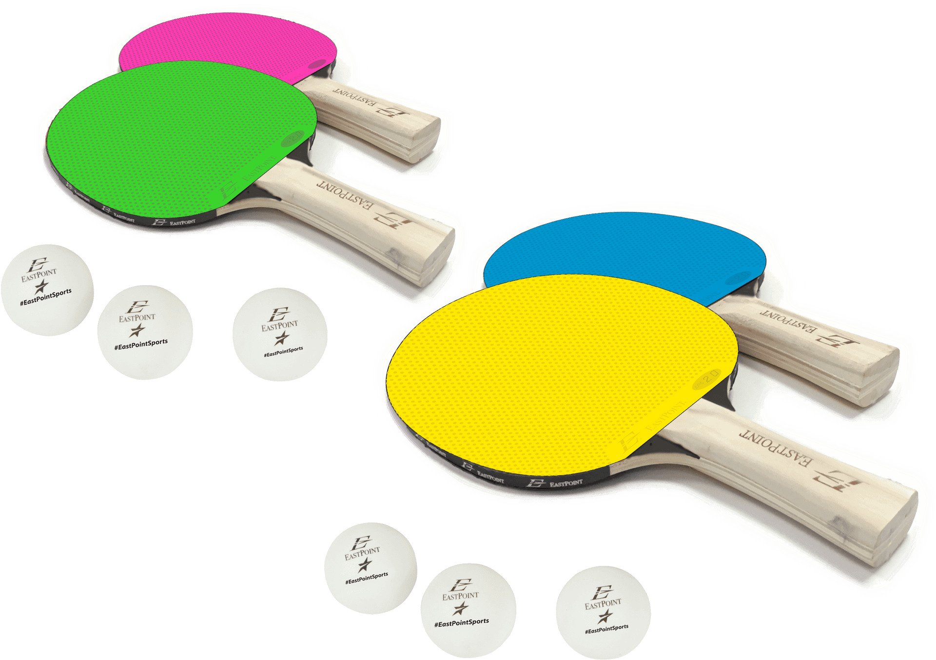 Colorful Ping Pong Paddles Set PNG Image