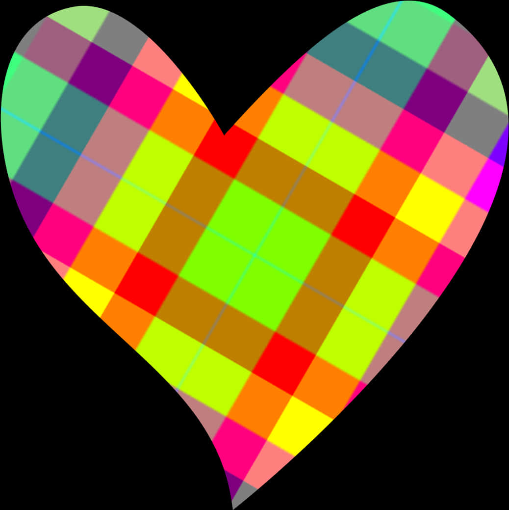 Colorful Plaid Heart Clipart PNG Image