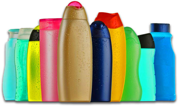 Colorful Plastic Bottles Array PNG Image