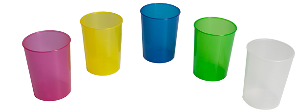 Colorful Plastic Cups Array PNG Image